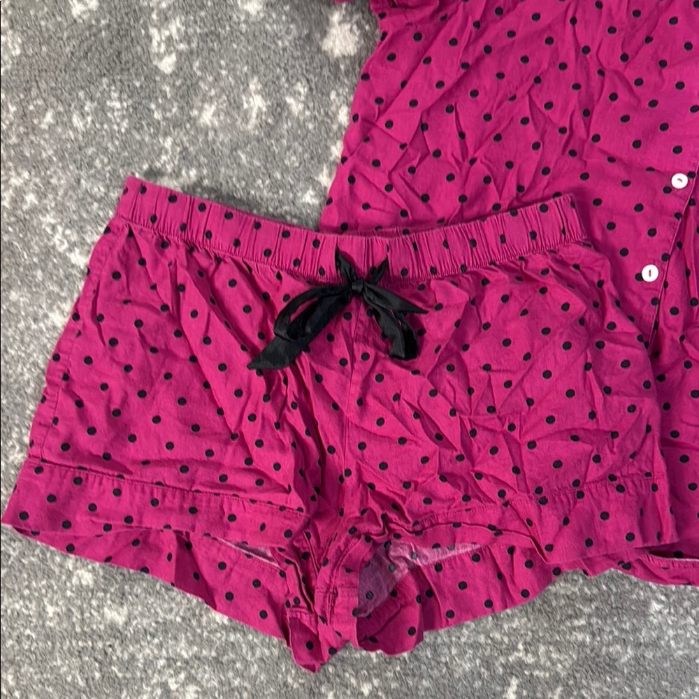 Victoria's Secret Fuchsia Polka Dot Pajama Set - Picture 3 of 3